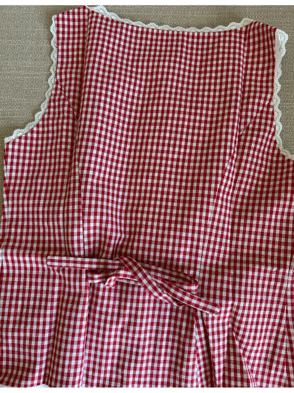 Reformation Amela Linen Top Vest Blouse Tomato Check French - Picture 6 of 7